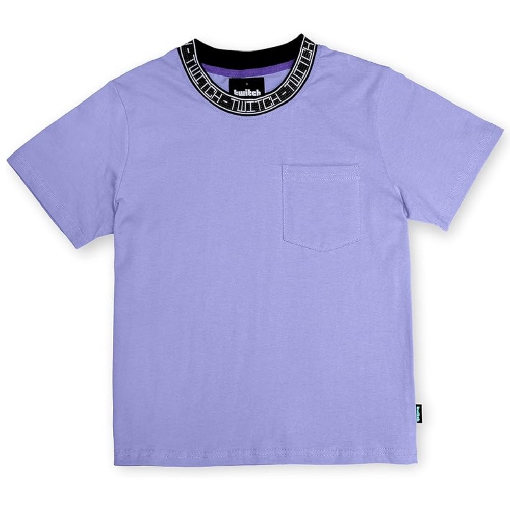 Twitch Logo Crewneck Boxy Fit Crop Pocket Tee Size 4X Purple Black NWT
